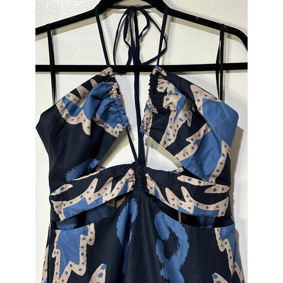 August Resort Wear Aphrodite Dark Blue Maxi Dress Size Large NWT Made in Greece - Picture 3 of 15